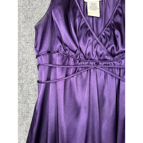 Vintage Purple Satin Midi Dress Size 6 Goddess Fairy Renaissance Y2K 90's - Picture 10 of 11